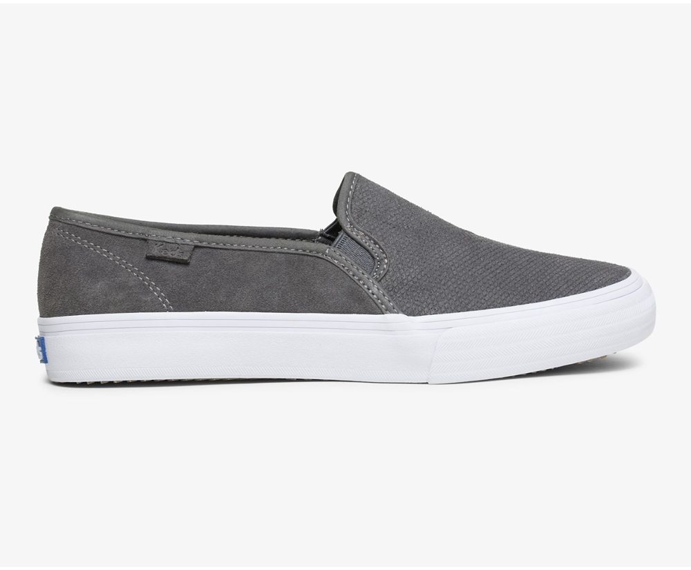 Slip On Γυναικεια - Keds Double Decker Suede - Γκρι - MLXAW0672